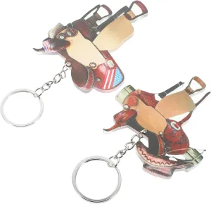 Homoyoyo 2Pcs Saddle Key Chains Cute Western Key Pendants for Bags Backpacks Adorable Decorative Keychain Unique present Option for Friends Family