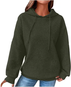 Hoodies For Women Casual Pullover Long Sleeve Drawstring Hooded Sweatshirt with Pocket 2024