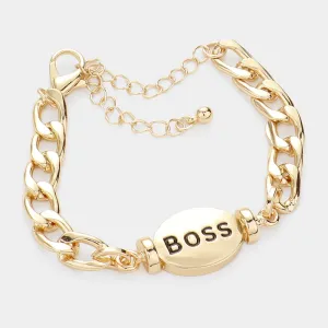 iLLASPARKZ BOSS Metal Oval Message Charm Bracelet