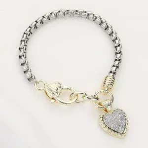 iLLASPARKZ CZ Stone Paved Heart Charm Bracelet