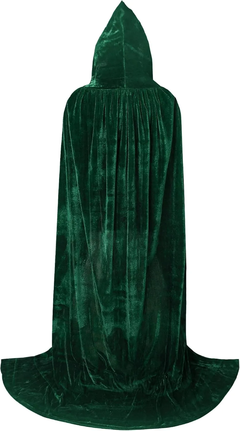 IvyRobes Unisex Adult and Kid Hooded Velvet Cloak Full Length Halloween Cape for Wizard Christmas Party Cosplay Costumes