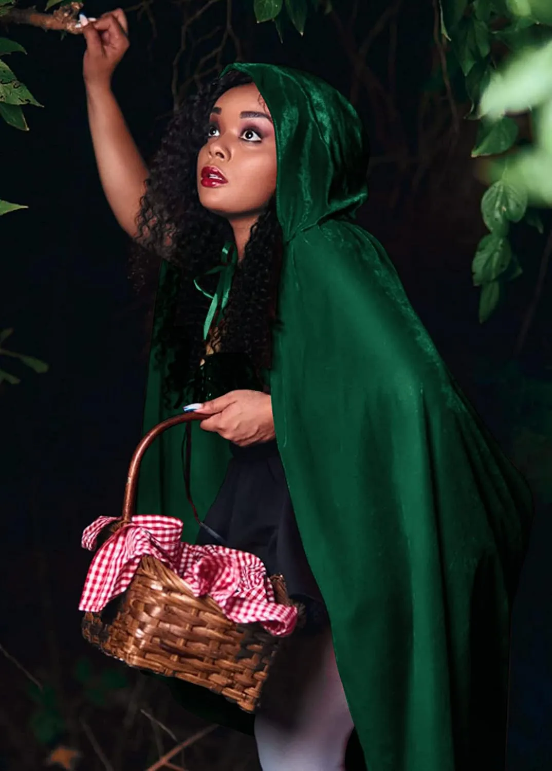 IvyRobes Unisex Adult and Kid Hooded Velvet Cloak Full Length Halloween Cape for Wizard Christmas Party Cosplay Costumes