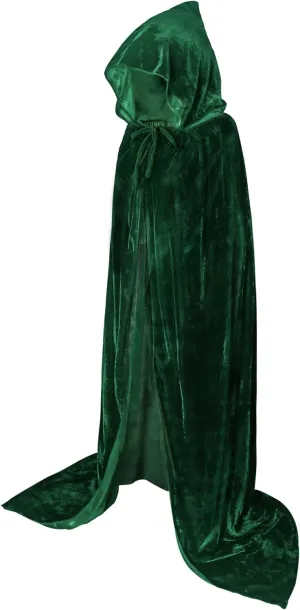 IvyRobes Unisex Adult and Kid Hooded Velvet Cloak Full Length Halloween Cape for Wizard Christmas Party Cosplay Costumes