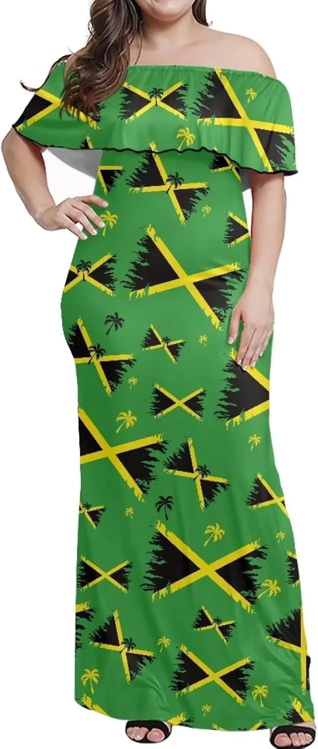 Jamaican Couple Matching Jamaican Clothing Jamaica Flag Dresses & Man Shirt Jamaican Couple Dress for Men and Women