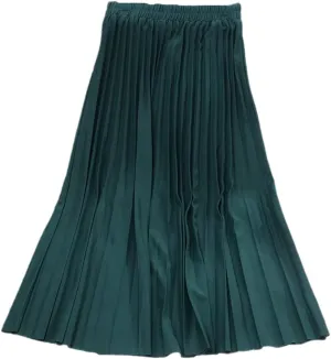 Jegsnoe Women's Pleated Midi Skirt Elastic High Waist Casual Long Preppy Maxi Skirt