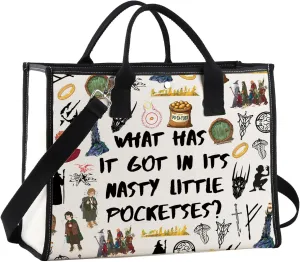 JNIAP Fantasy Rings Makeup Bag Fantasy Movie Gift What Has It Got In Its Nasty Little Pockets Gifts Fantasy Book Merchandise(WHAT HAS Tote)