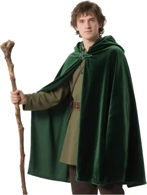 Joukavor Lord of The Rings Hobbit Cloak with LOTR Leaf Brooch