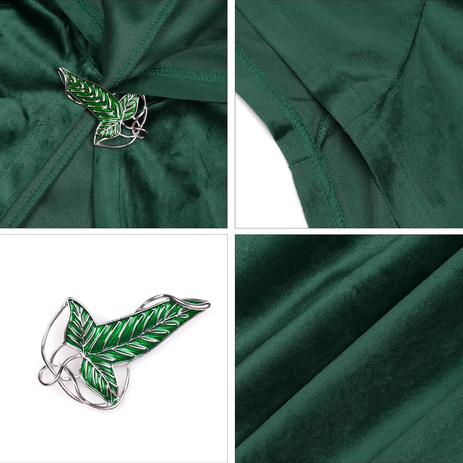 Joukavor Lord of The Rings Hobbit Cloak with LOTR Leaf Brooch