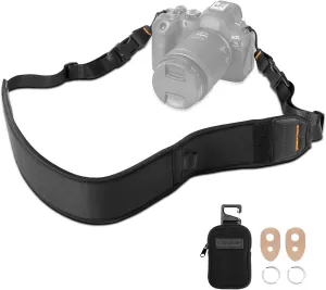 K&F Concept Camera Neck Strap for Photographers, Soft Neoprene Adjustable Shoulder Belt with Zipped Pockets Compatible with Sony Canon Nikon Fuji DSLR SLR Mirrorless Camera