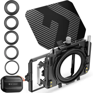 K&F Concept Mini Matte Box, DSLR Mattebox with Carbon Fiber Top Flag Square Filters Trays, for 67/72/77/82/95mm Lenses, for 4x5.65 Square ND UV Filter/Circular Filter