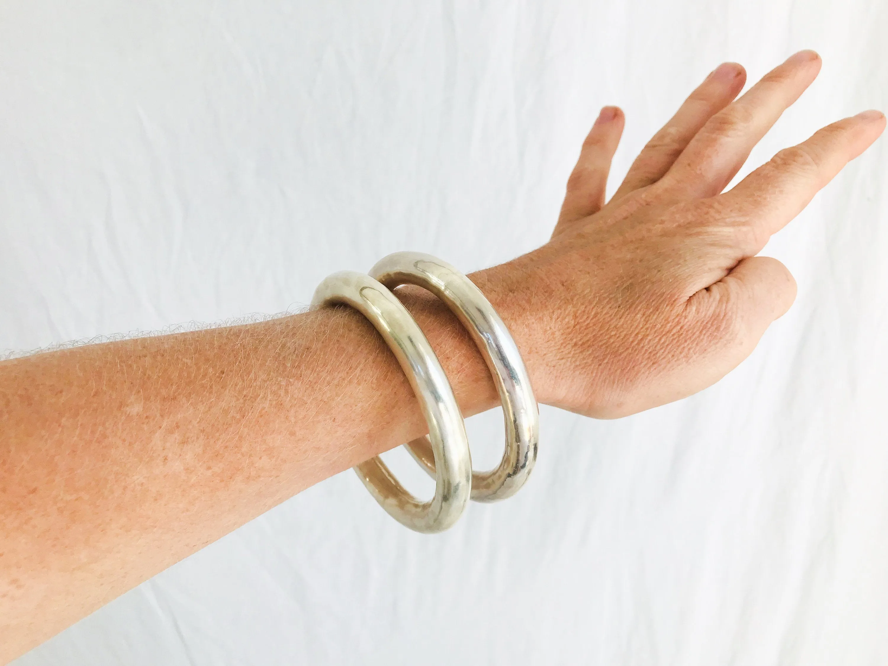 Karen Hill Tribe Silver Bangles. PAIR