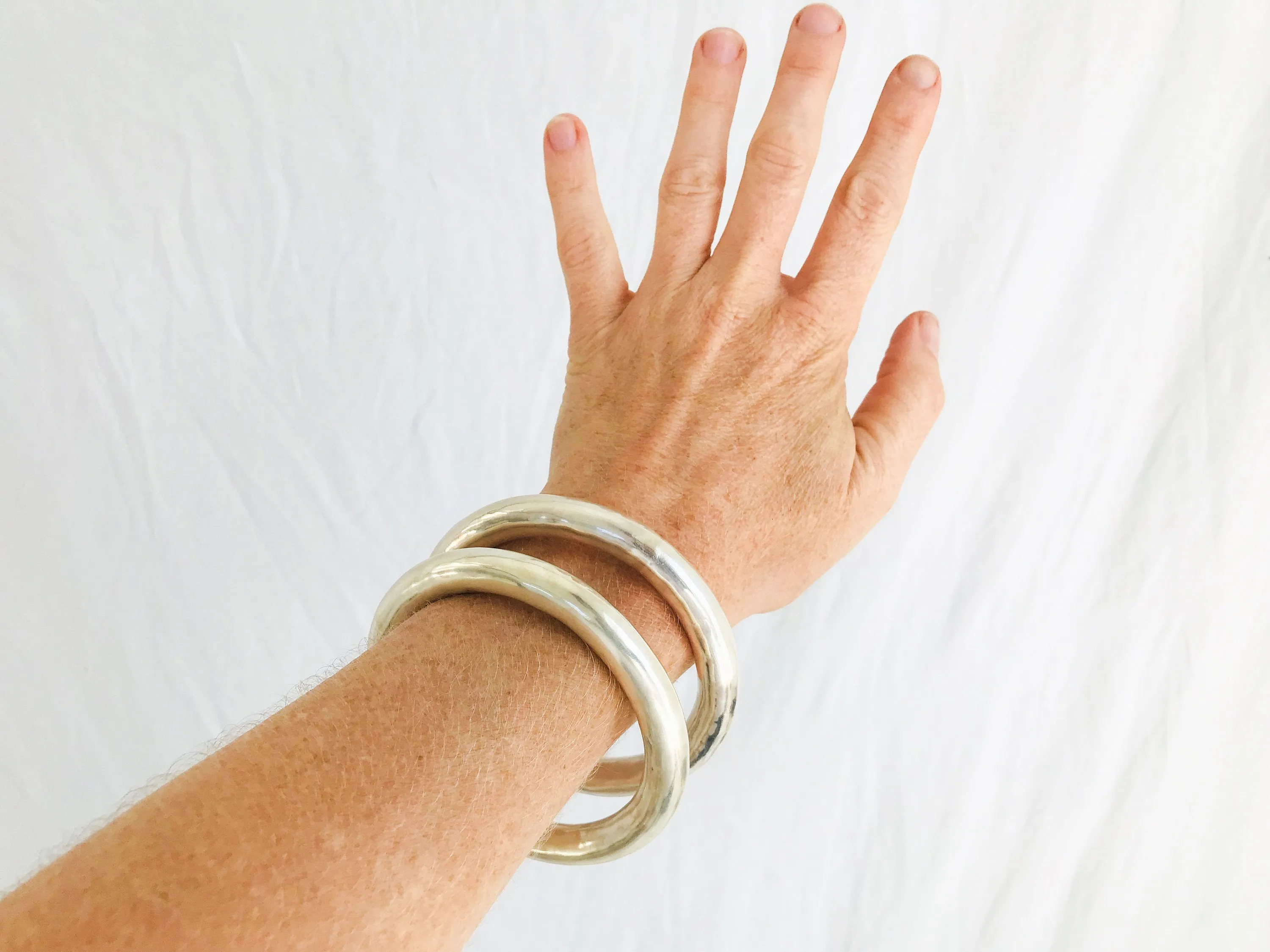 Karen Hill Tribe Silver Bangles. PAIR