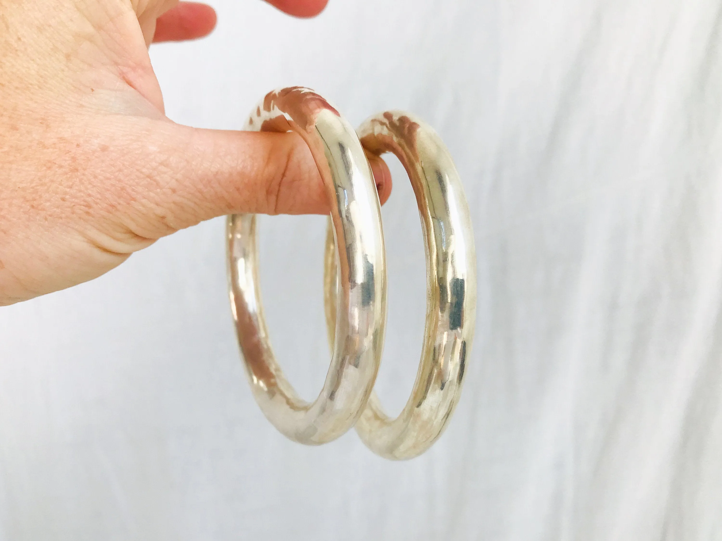 Karen Hill Tribe Silver Bangles. PAIR