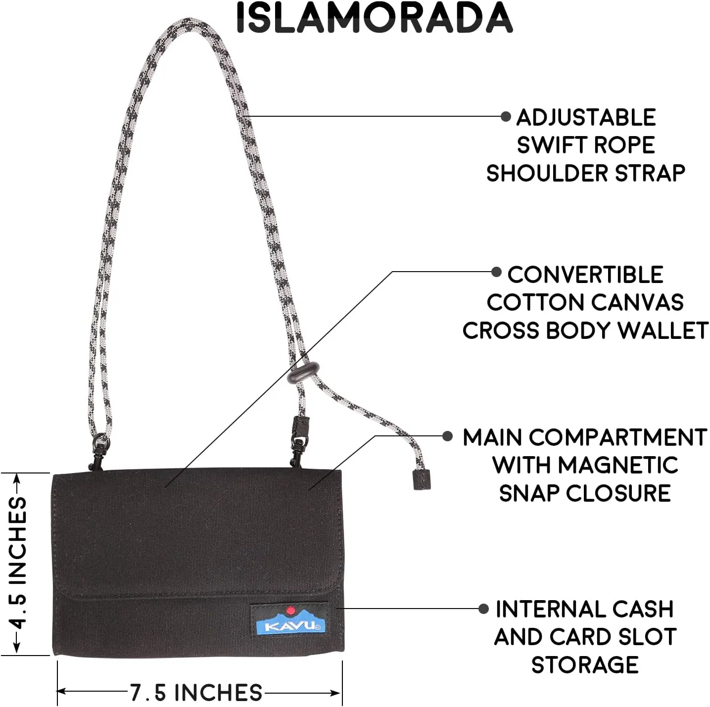KAVU Islamorada Crossbody Bi Fold Wallet with Rope Strap