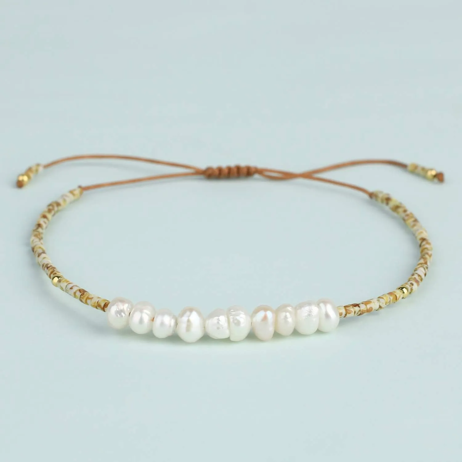 KELITCH Women Pearls Bracelets Handmade Friendship Charm Bracelet Boho Thin Strand Bracelets