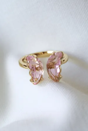 Kinsey Designs Pink Crystal Butterfly Bliss Ring In Blush