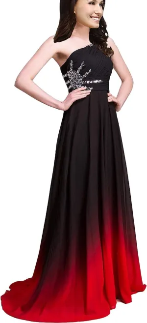 Kivary Beaded Ombre Gradient Chiffon Short Long Prom Evening Homecoming Dresses
