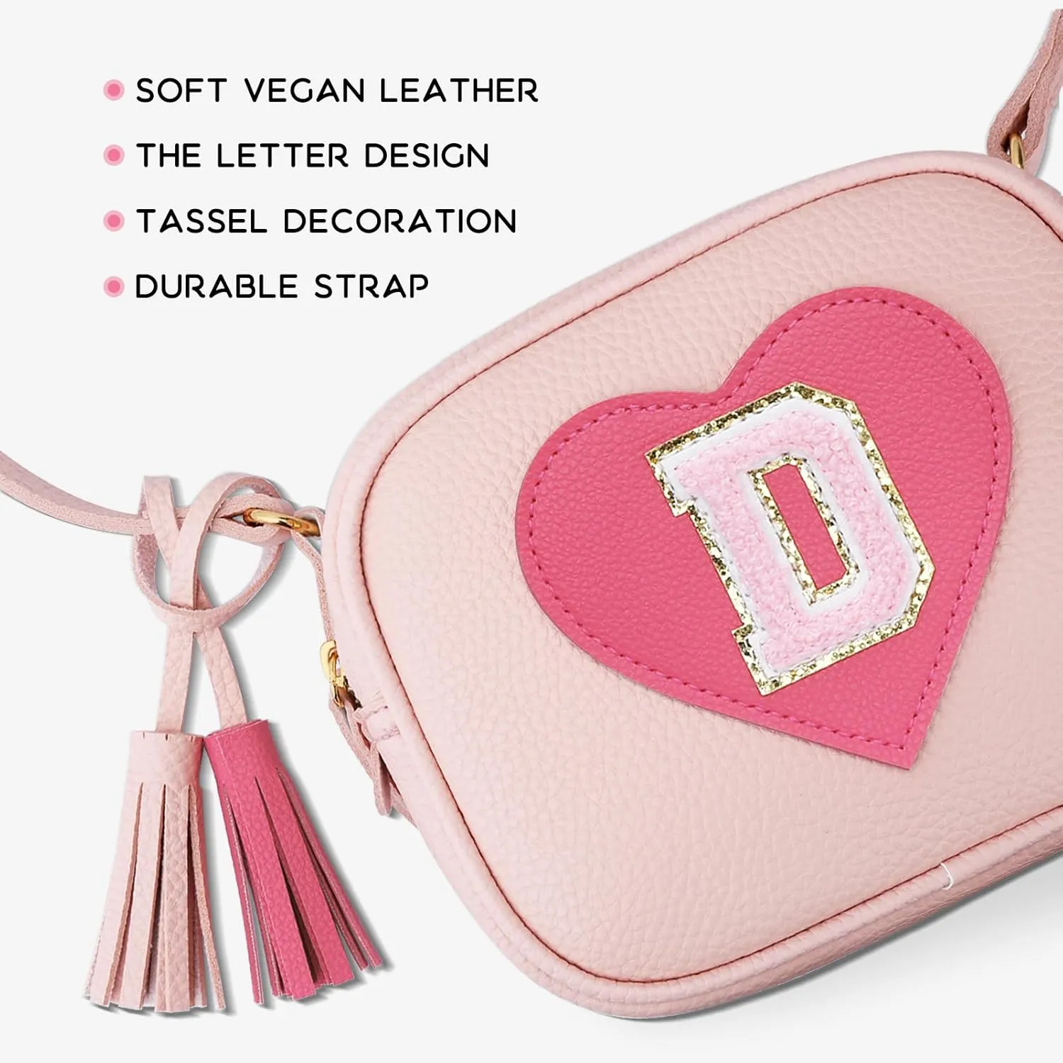KKXIU Kids Purse Toddler Gifts for Girls and Women Vegan Leather Tassel Crossbody Bag with Sunglasses