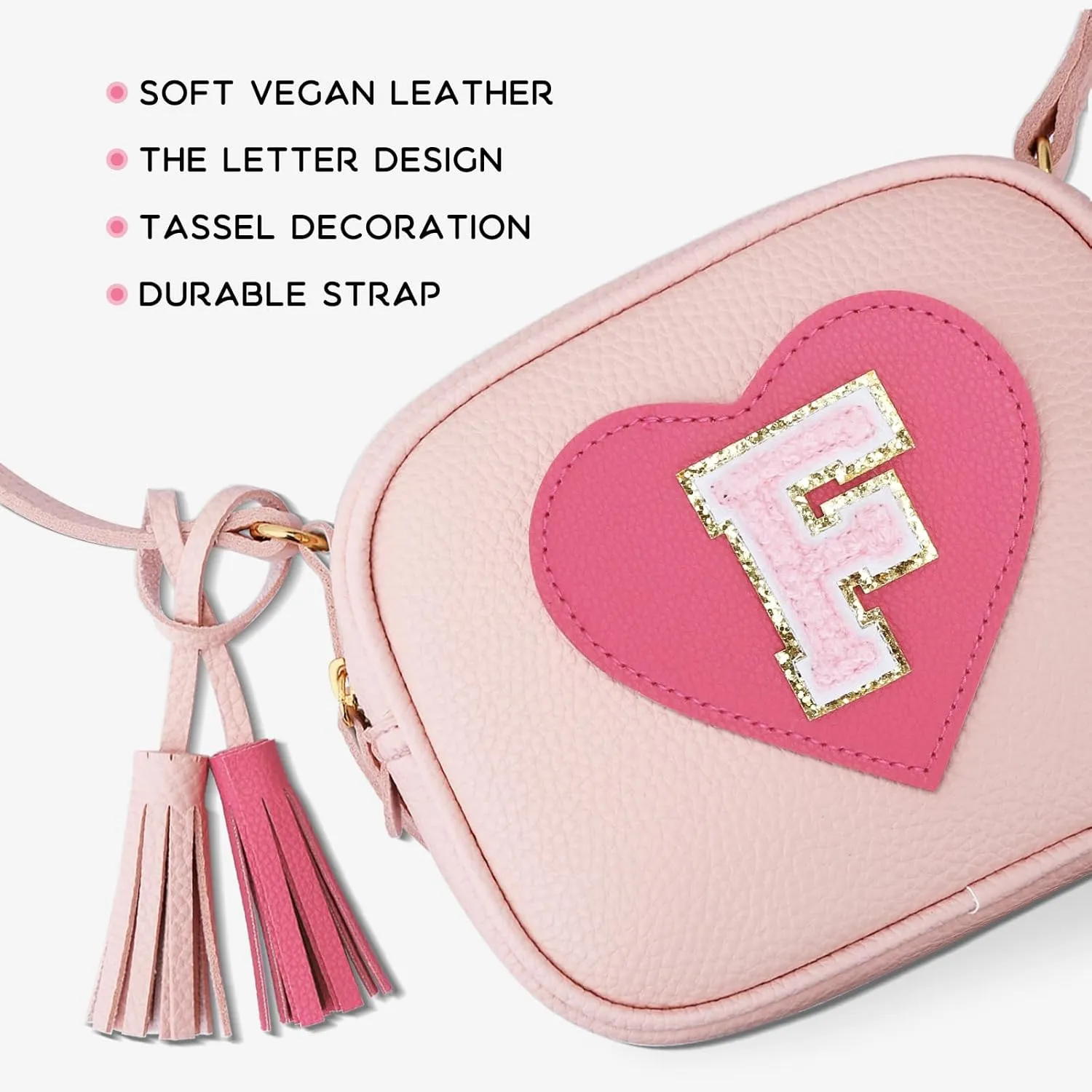 KKXIU Kids Purse Toddler Gifts for Girls and Women Vegan Leather Tassel Crossbody Bag with Sunglasses