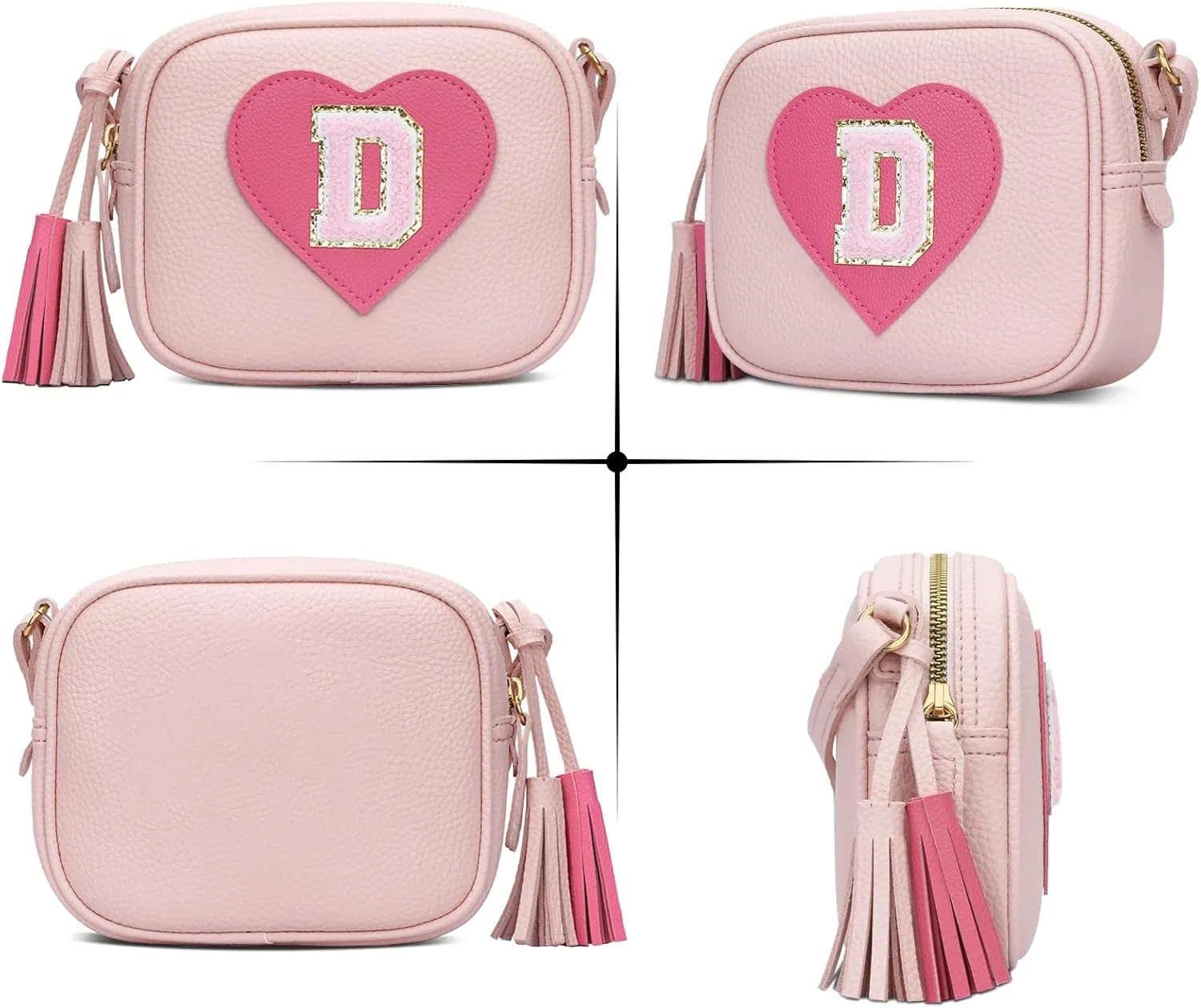 KKXIU Kids Purse Toddler Gifts for Girls and Women Vegan Leather Tassel Crossbody Bag with Sunglasses