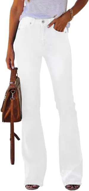 Koinshha Womens High Waisted Jeans Flare Stretch Boyfriend Bootcut Casual Denim Pants