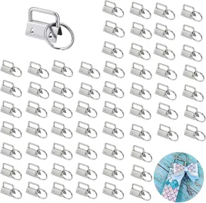 LANIAKEA 100pcs 1 Inch Key Fob Hardware with Key Rings, Silver Wristlet Key Fob for Keychains Making, Key Lanyard Install