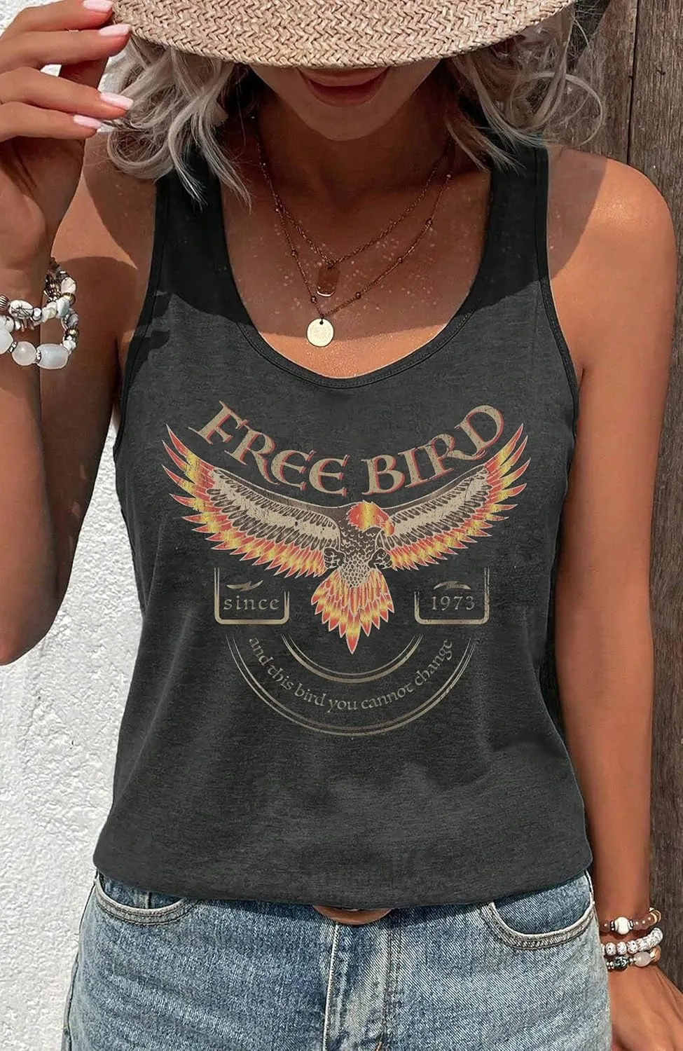 LANMERTREE Summer Vintage Racerback Tank Top Women A Little Country A Little Hood Funny Country Sleeveless Shirt Tops