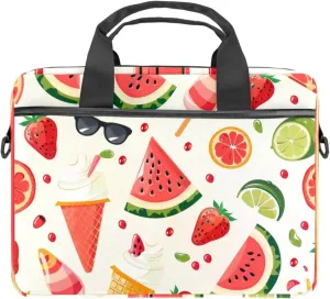 Laptop Bag Messenger Sleeve Ice Cream Watermelon Sunglasses Sun Summer Pattern Portable Tote Laptop Case Work Business Bag