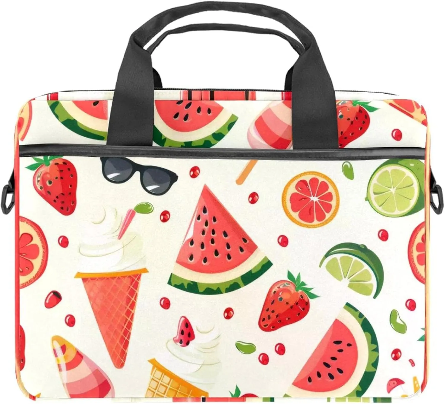 Laptop Bag Messenger Sleeve Ice Cream Watermelon Sunglasses Sun Summer Pattern Portable Tote Laptop Case Work Business Bag