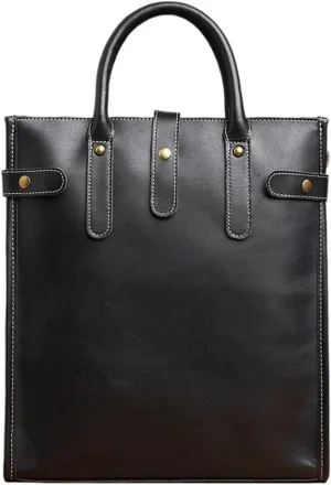 Leather Vintage Men's Handbag Shoulder Bags Leather Briefcase Business Computer Office Bag for 13 Inch Laptop(D)