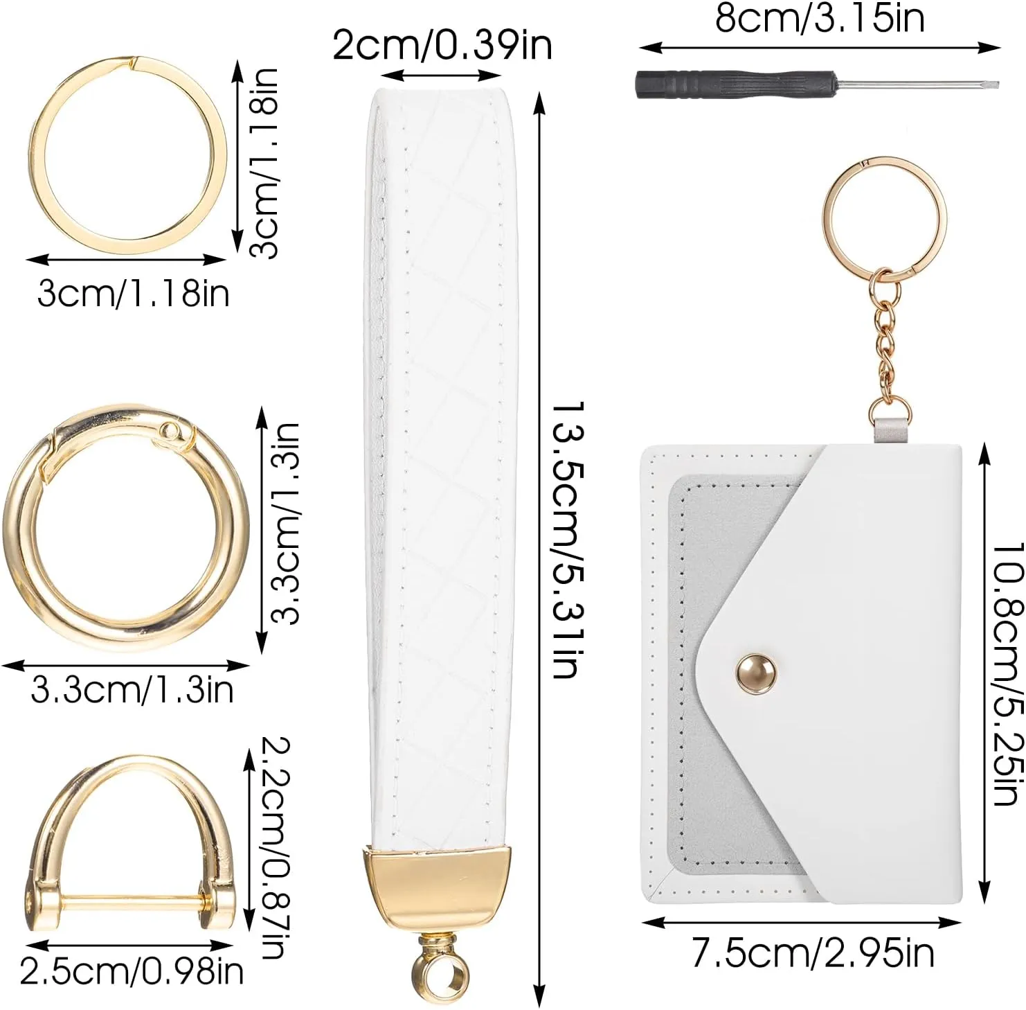 Leather Wristlet Keychain,Wrist Keychain Car Key Chain with Mini Wallet,3 Key Ring,Anti-Lost D Ring Cute Wristlet