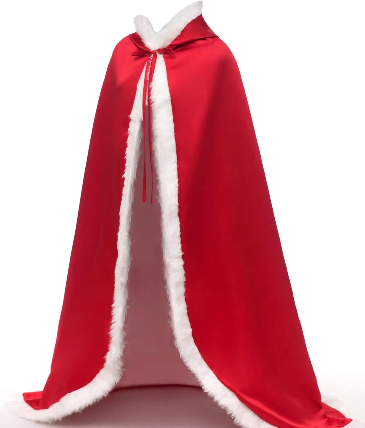 Lemai Warm Long Wedding Cloak Hooded Cape Winter Fur Trim and Hand Muff 71 IN