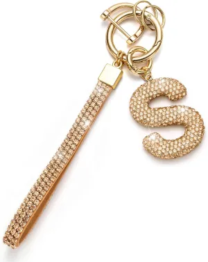 Letter Key Chains Crystal Key Lanyard Car Keychain for Women Initial Keychains Wristlet