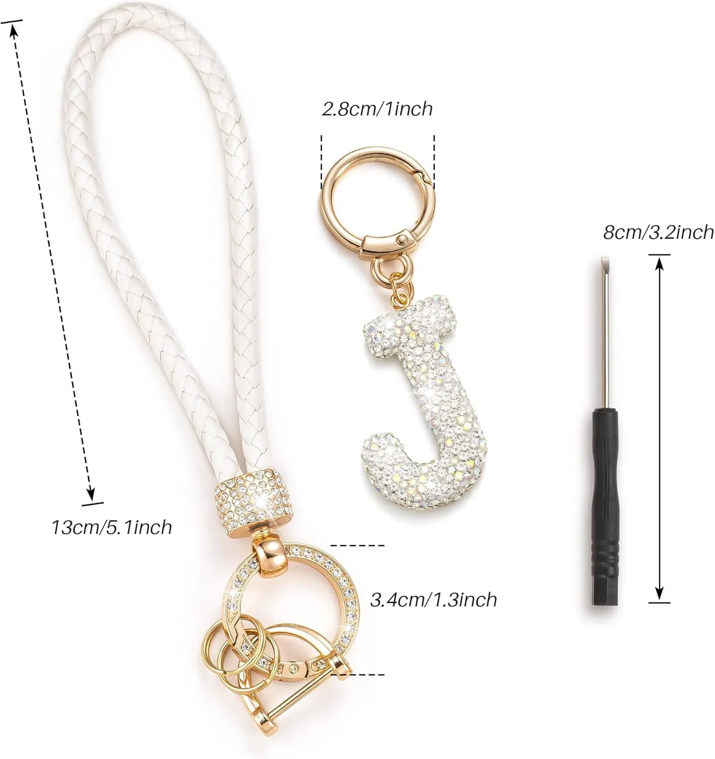 Letter Wristlet Keychain Key Chains Key Lanyard Car Keychain for Women Initial Keychains
