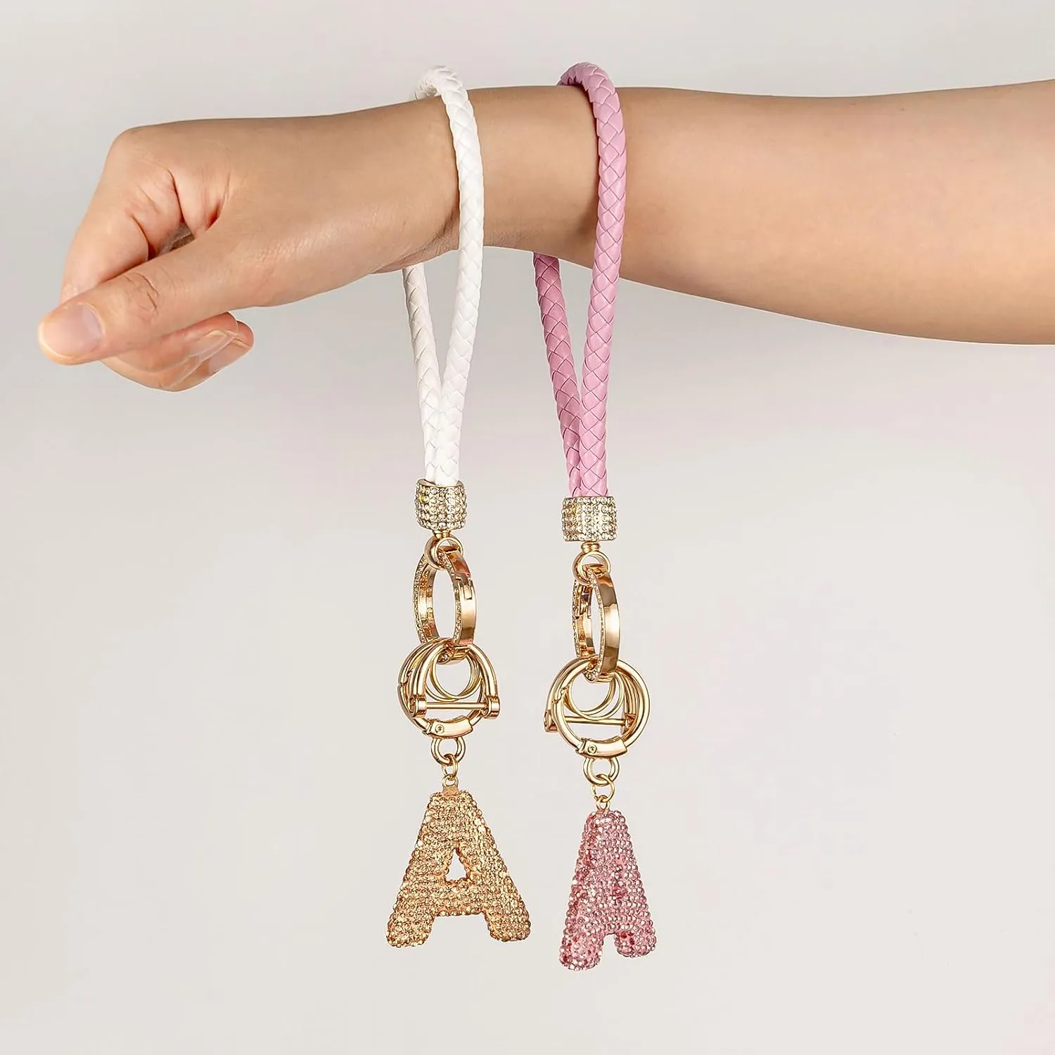 Letter Wristlet Keychain Key Chains Key Lanyard Car Keychain for Women Initial Keychains
