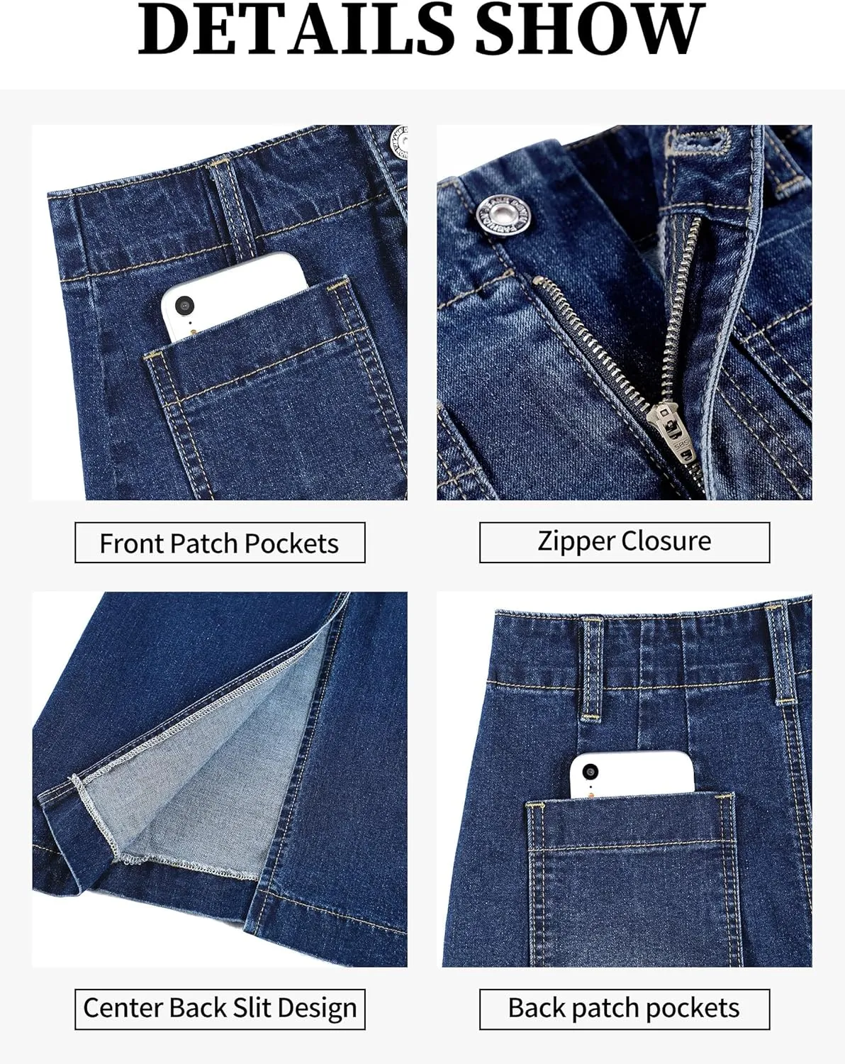Long Denim Skirt for Women Stretch Maxi Skirt with Back Slit High Waisted Pencil Jean Skirt with Pockets Casual