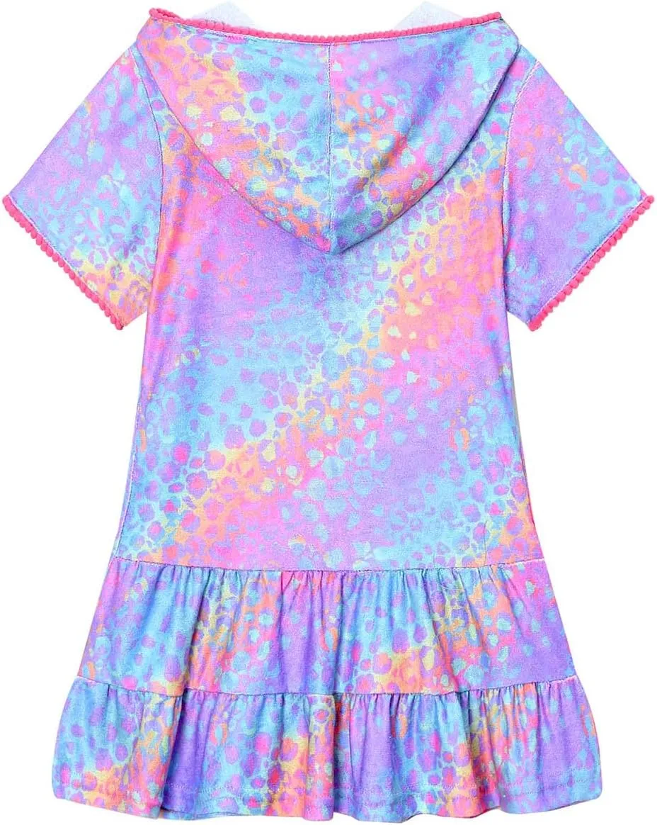 LUCKYGAL Girls Swim Cover Up Kids Swimsuit Coverup Terry Zip-Up Beach Bathing Suit Wraps with Sunglasses