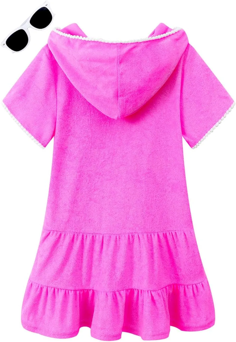 LUCKYGAL Girls Swim Cover Up Kids Swimsuit Coverup Terry Zip-Up Beach Bathing Suit Wraps with Sunglasses