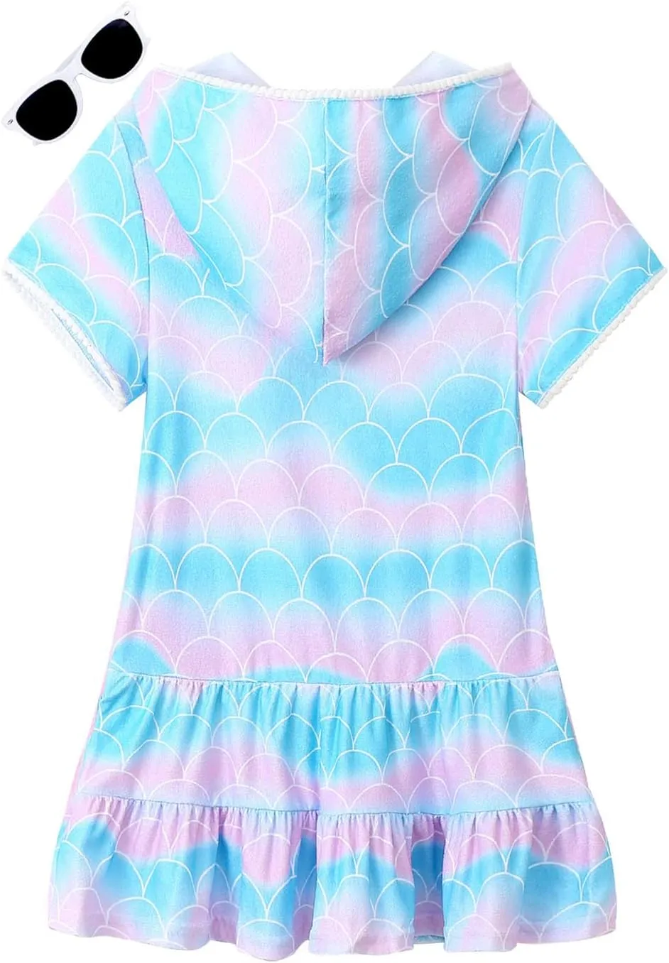 LUCKYGAL Girls Swim Cover Up Kids Swimsuit Coverup Terry Zip-Up Beach Bathing Suit Wraps with Sunglasses