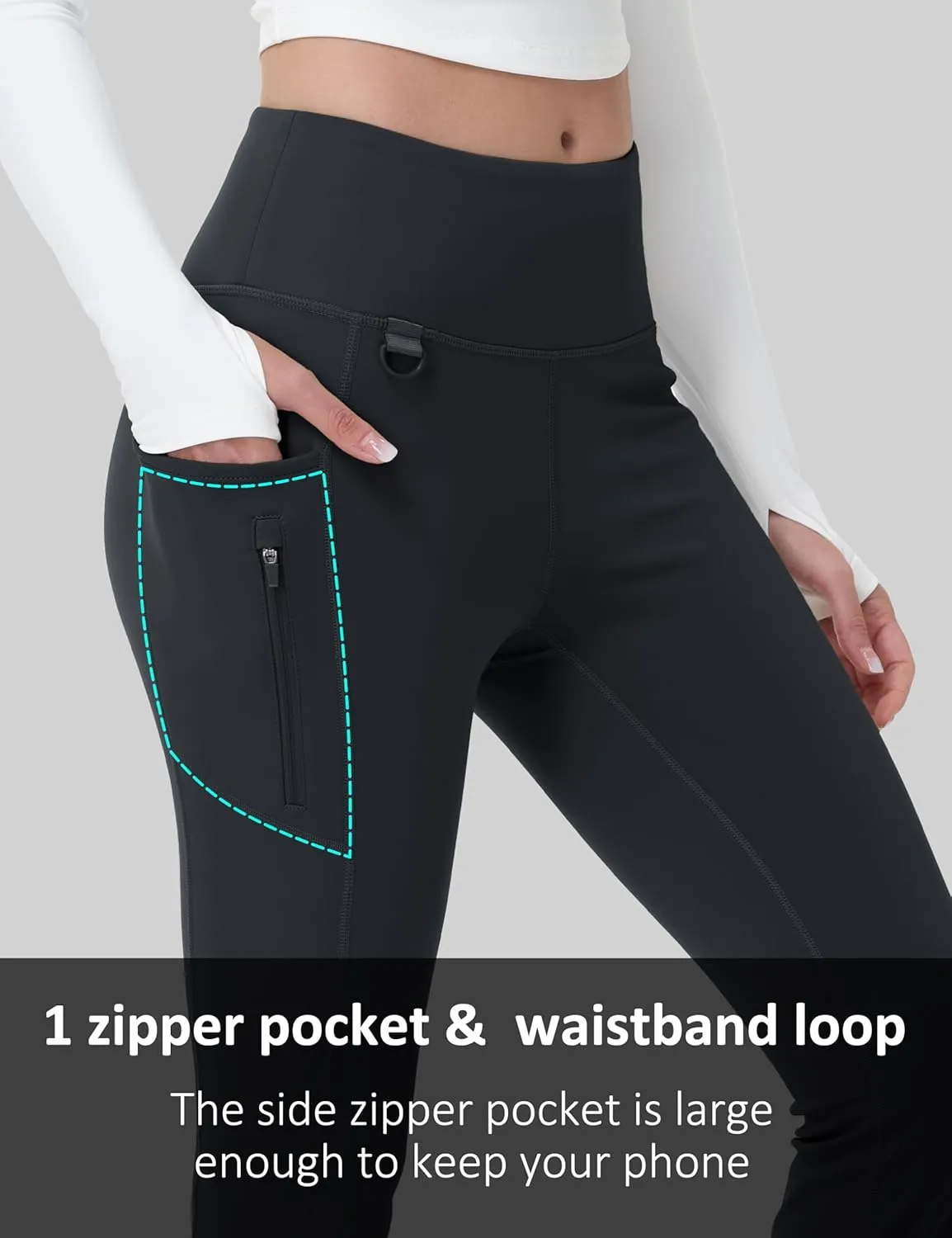 MAGCOMSEN Women's Fleece Lined Flare Pants Waterproof Insulated Winter Pants High Waisted Bootcut Hiking Yoga Leggings