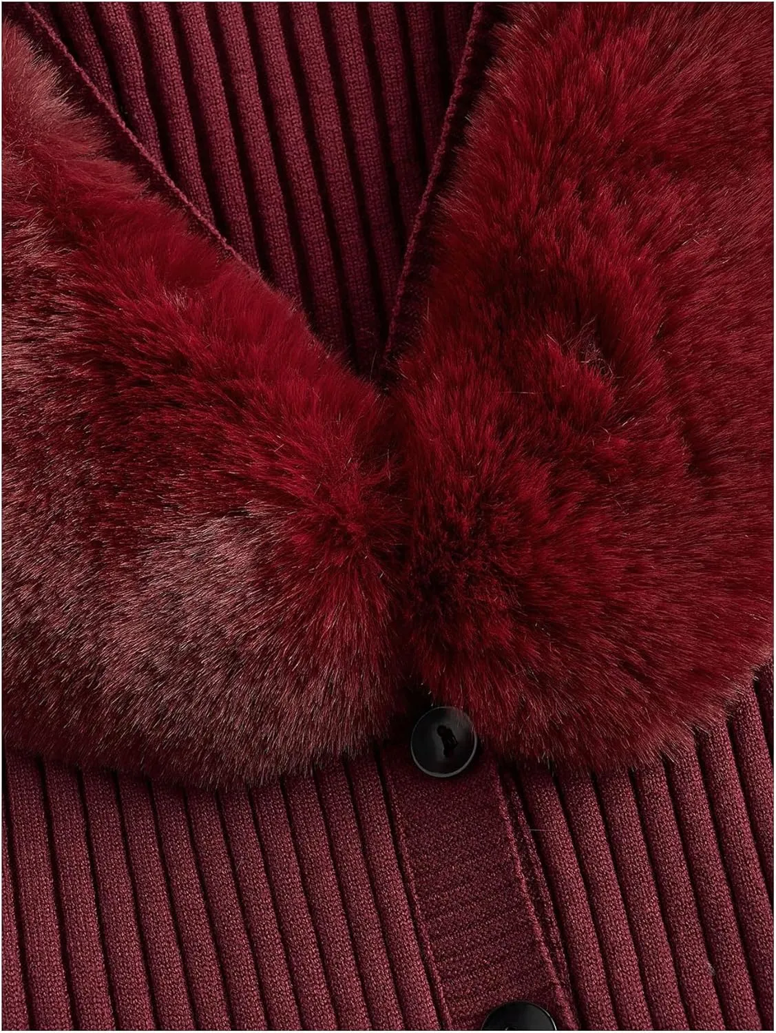 MakeMeChic Women's Christmas Sweaters Faux Fur Button Down Long Sleeve Fuzzy Rib Knit Cardigan Sweater