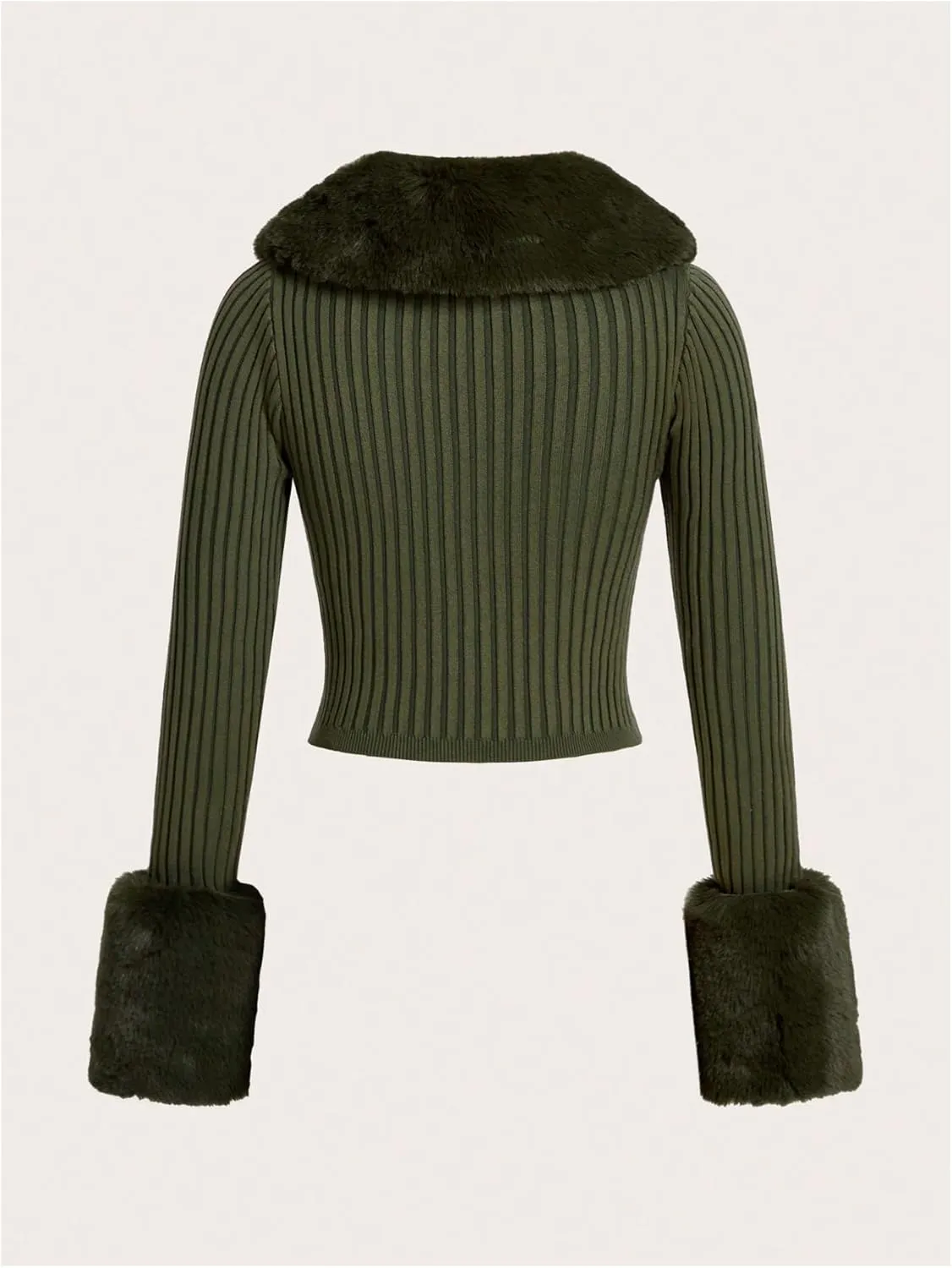 MakeMeChic Women's Christmas Sweaters Faux Fur Button Down Long Sleeve Fuzzy Rib Knit Cardigan Sweater