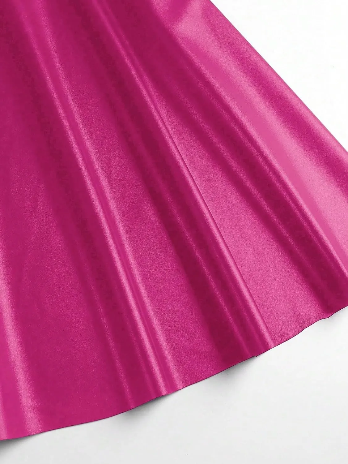 MakeMeChic Women's Plus Size Pleated Leather Mini Skirt High Waist A Line Skater PU Leather Short Skirt