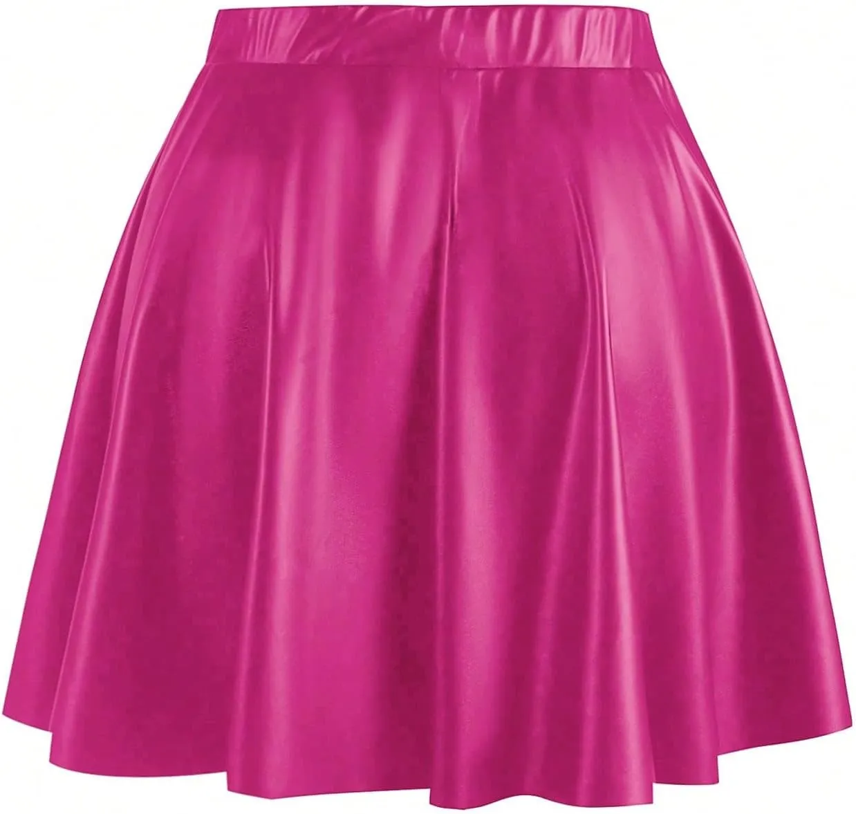 MakeMeChic Women's Plus Size Pleated Leather Mini Skirt High Waist A Line Skater PU Leather Short Skirt