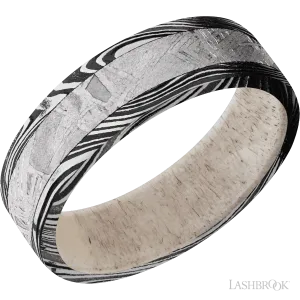 Marble with Acid Finish and Meteorite Inlay and Antler - 7MM