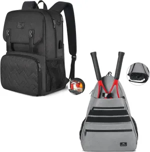 MATEIN Lunch Backpack, 15.6 Inch Insulated Cooler Lunchbox Bag with USB Port for Women Work, Tennis Bag Racket Back Pack, Large Tennis Backpack for Men & Women with Shoe Compartment Hold 2 Rackets