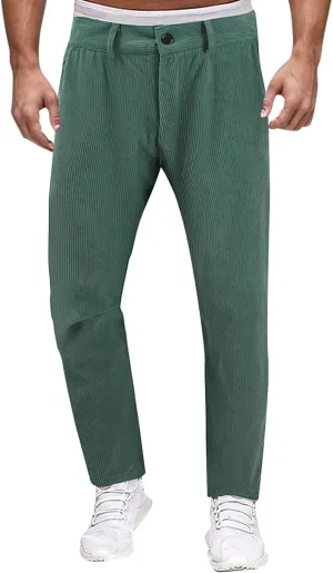 Mens Casual Pants High Waist Zip Off Straight Leg Pants Slim Fit Stretch Lightweight Chino Golf Pants Pencil Trousers