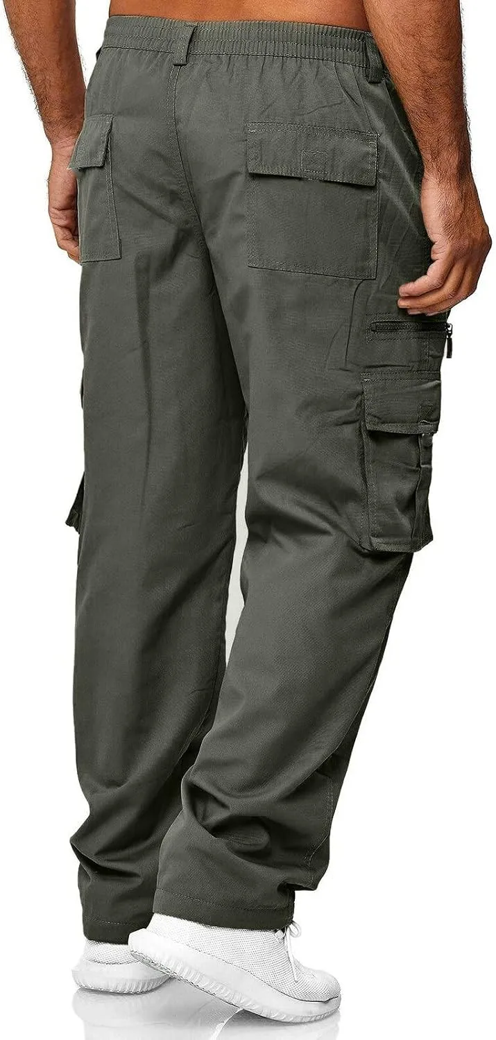 Mens Lightweight Jogging Pant Chinos Work Joggers Loose Sports Casual Sweatpants Elasticated Waist Pants