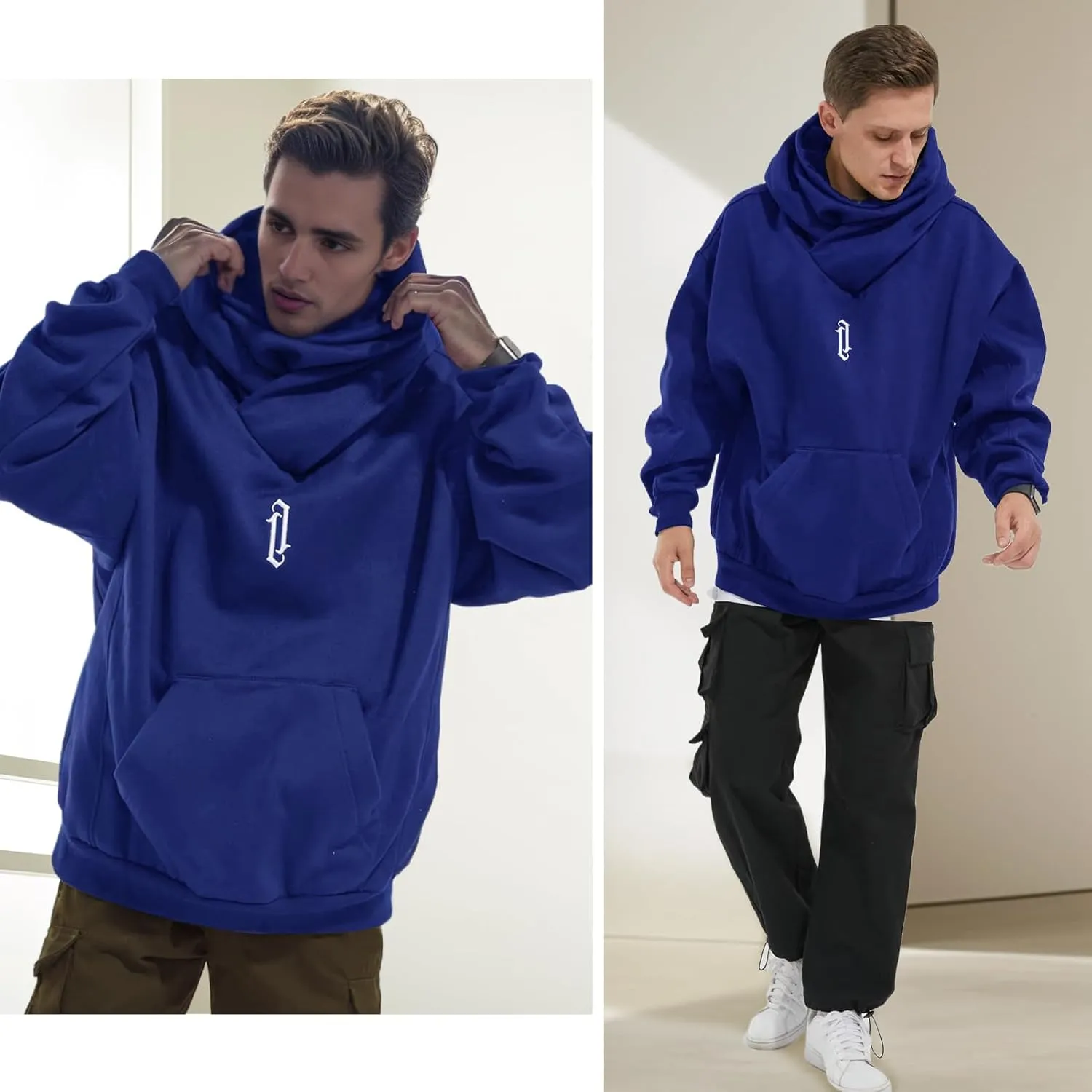 Men's Long Sleeve Fleece Hoodie Lightweight Hip Hop Soft Cotton Pullover Unisex Casual Hooded Sweatshirts