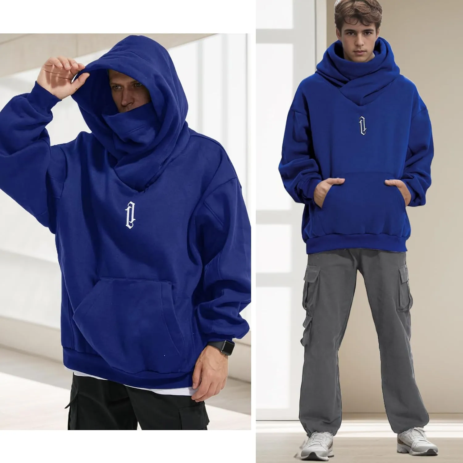 Men's Long Sleeve Fleece Hoodie Lightweight Hip Hop Soft Cotton Pullover Unisex Casual Hooded Sweatshirts